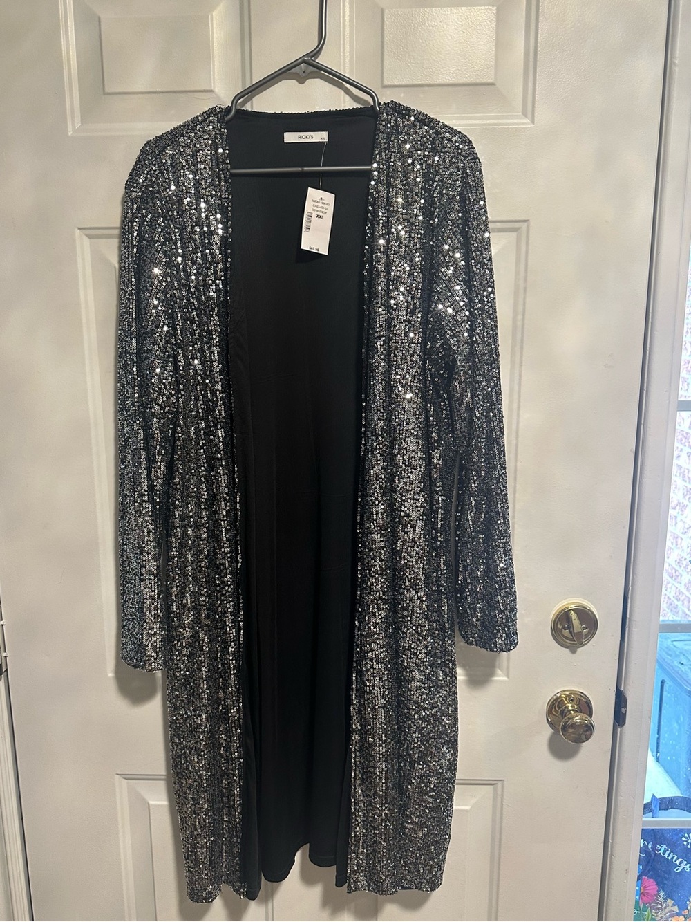 Ricki's Black Silver Sequin Open Cardigan